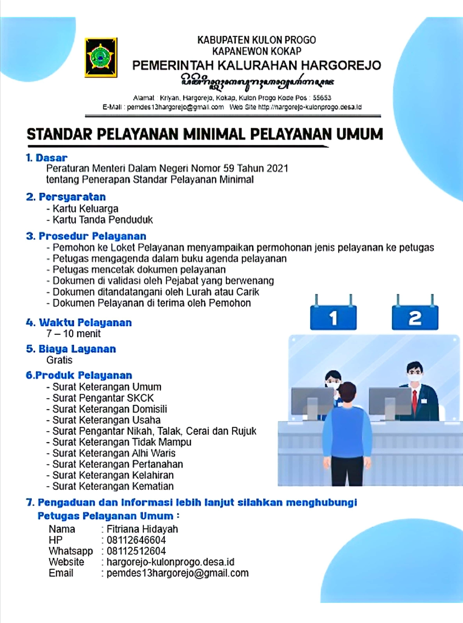 Ciptakan Pelayanan Prima, Pemkal Hargorejo Terbitkan Standar Pelayanan Minimal Pelayanan Umum